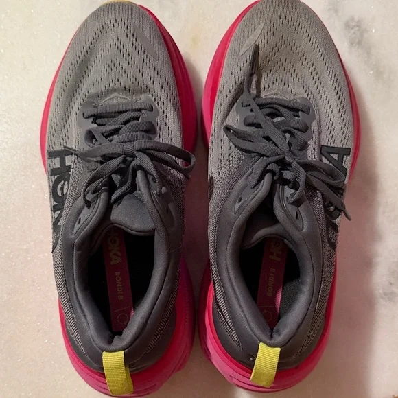 Hoka Gray and Pink Athletic Shoes - Picture 2 of 8